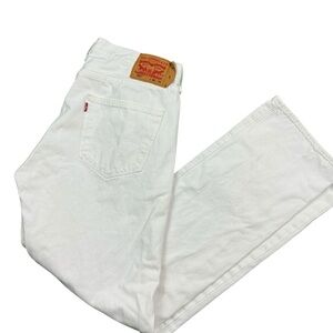 Y2K Levi’s 501 button fly red tab white straight leg denim 34 x 31